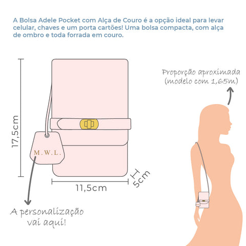 Bolsa Adele Pocket Alça corrente Preto Liso Pronta Entrega