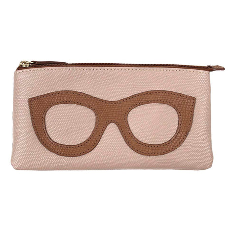 Porta Óculos Lunettes Rose Lesard com Caramelo Lesard Pronta Entrega