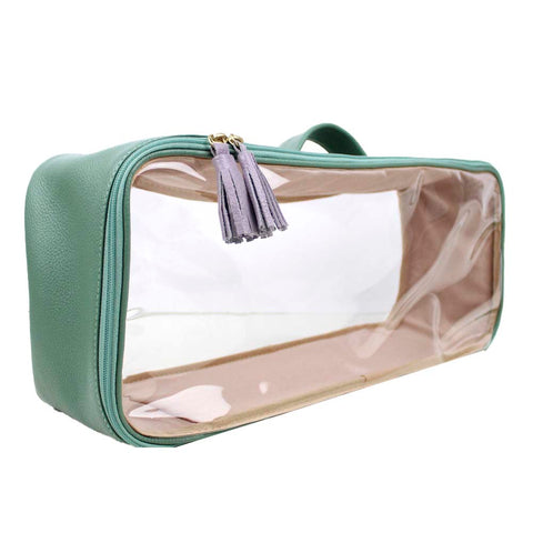 Necessaire Crystal Retangular Jade com Lilás Liso Pronta Entrega