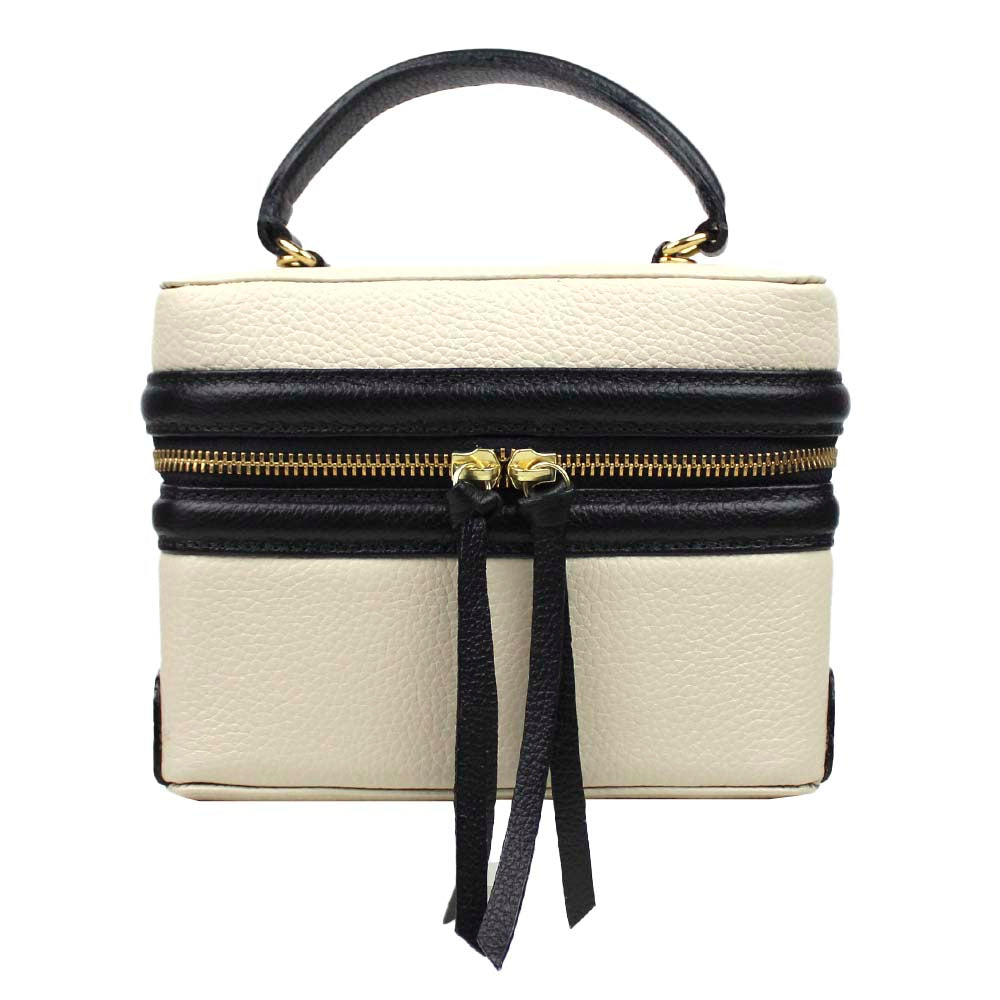 Bolsa Ivy Off White Liso com Preto Liso Pronta Entrega