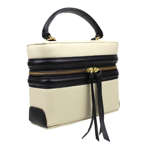 Bolsa Ivy Off White Liso com Preto Liso Pronta Entrega