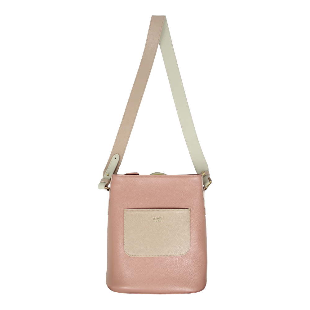 Bolsa Theresa Algodão Doce Liso com Rose Liso e Off White Liso Pronta Entrega