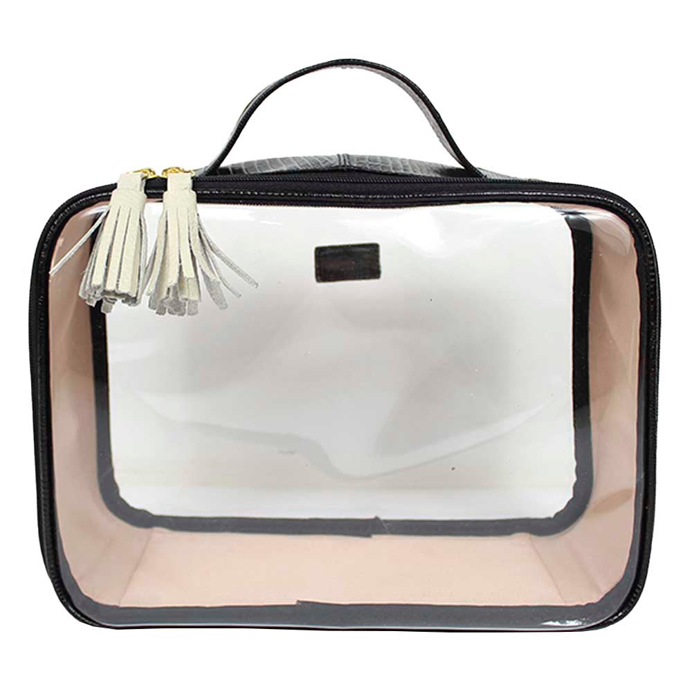 Necessaire Crystal G Preto Paris Com Off White Lesard  Pronta Entrega