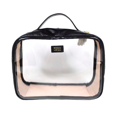 Necessaire Crystal M Preto Paris Com Off White Lesard  Pronta Entrega