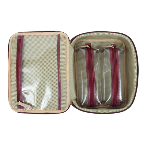 Necessaire Sarah Burgundy Liso com Rose Liso Pronta Entrega