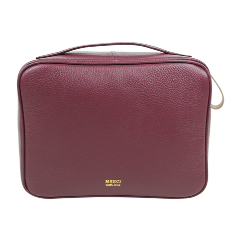 Necessaire Sarah Burgundy Liso com Rose Liso Pronta Entrega