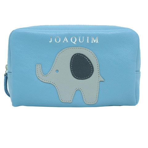 Necessaire M Little Elephant Aqua Liso com Cinza Claro Liso e Chumbo Pronta Entrega