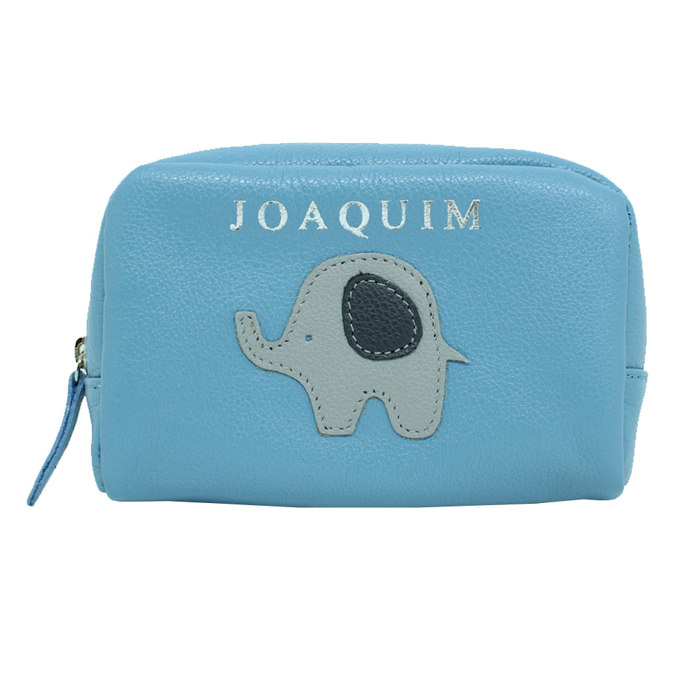 Necessaire P Little Elephant Aqua Liso com Cinza Claro Liso e Chumbo Pronta Entrega