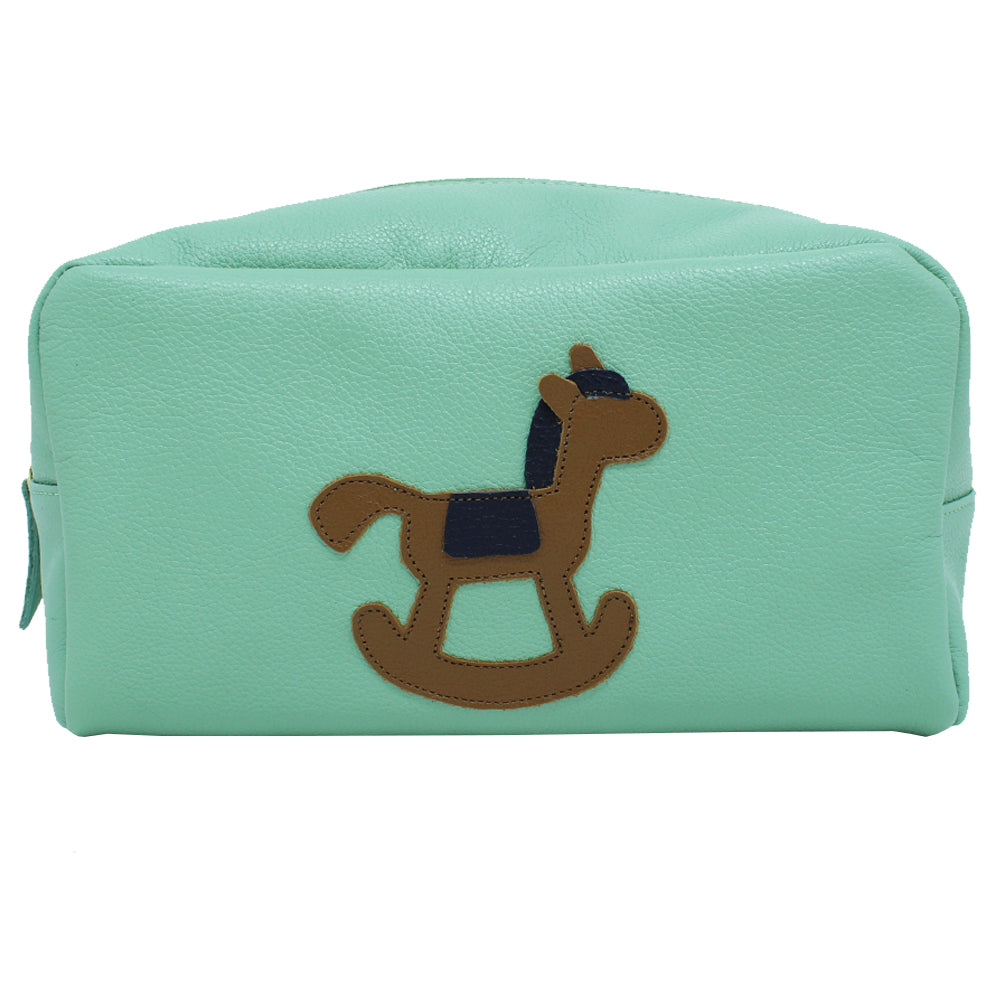 Necessaire G Little Horse Menta Liso com Caramelo Liso e Marinho Liso Pronta Entrega