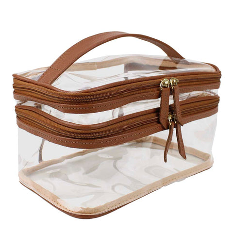 Necessaire Make Dupla Crystal Caramelo Liso Pronta Entrega