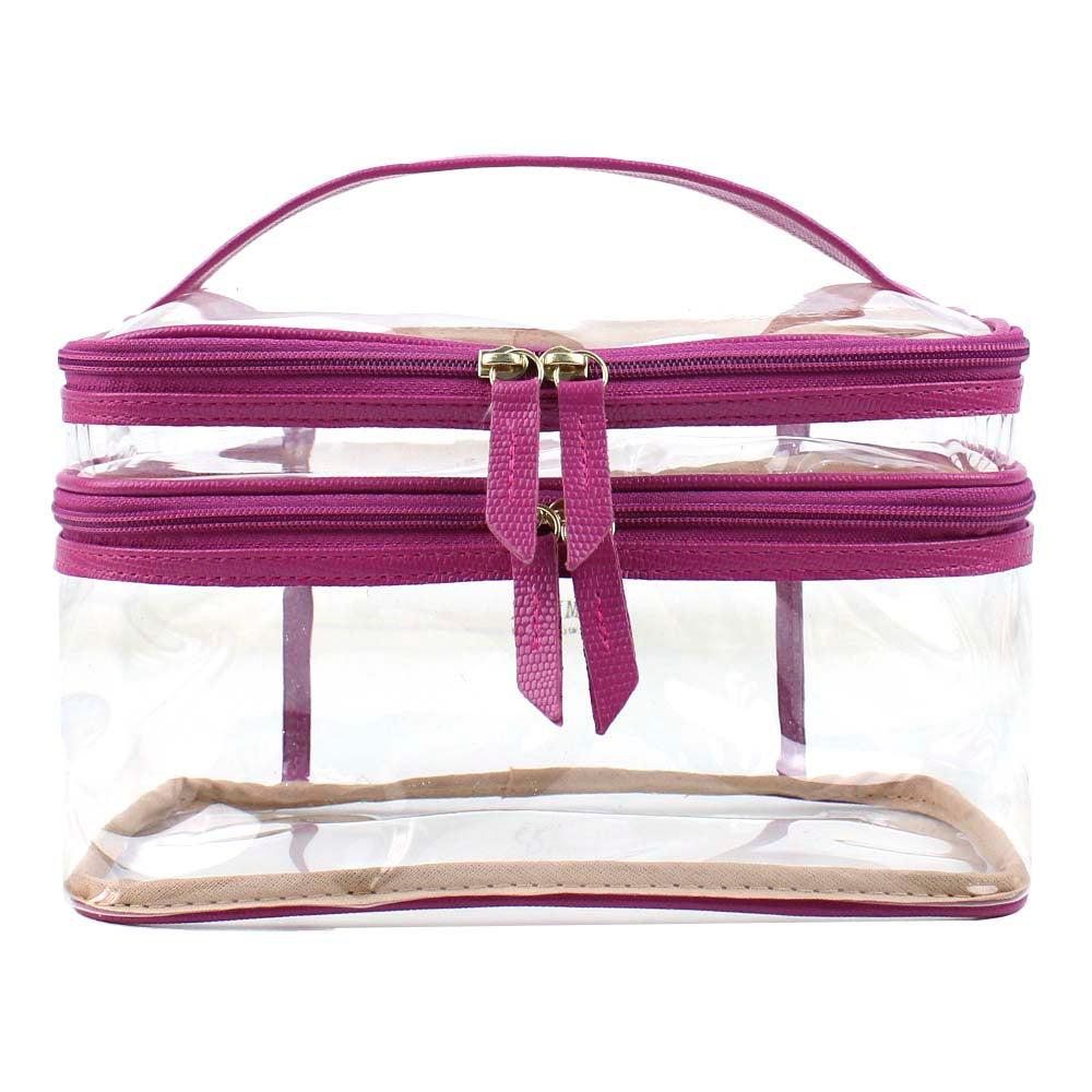 Necessaire Make Dupla Crystal Pink Lesard Pronta Entrega