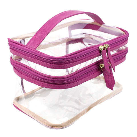 Necessaire Make Dupla Crystal Pink Lesard Pronta Entrega