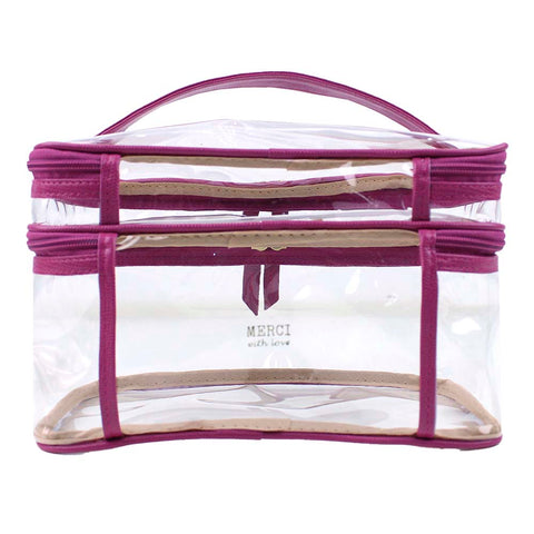 Necessaire Make Dupla Crystal Pink Lesard Pronta Entrega