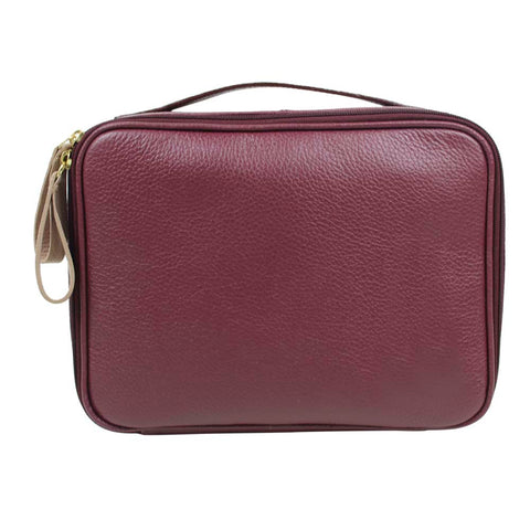 Necessaire Sarah Burgundy Liso com Rose Liso Pronta Entrega