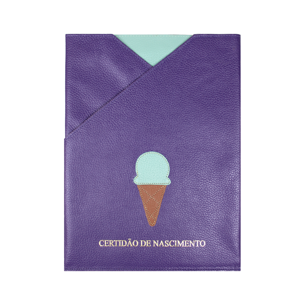 Porta Certidão de Nascimento Gelato Purple com Menta Liso Pronta Entrega