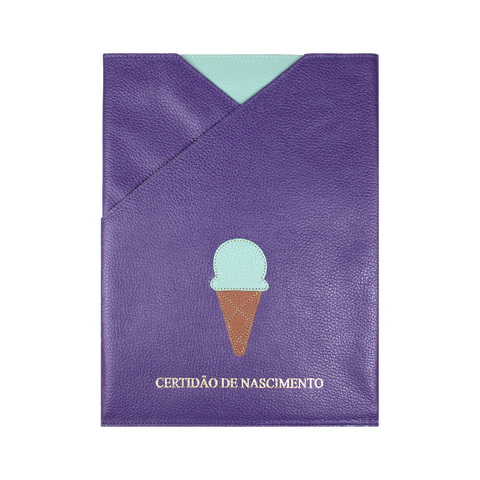 Porta Certidão de Nascimento Gelato Purple com Menta Liso Pronta Entrega